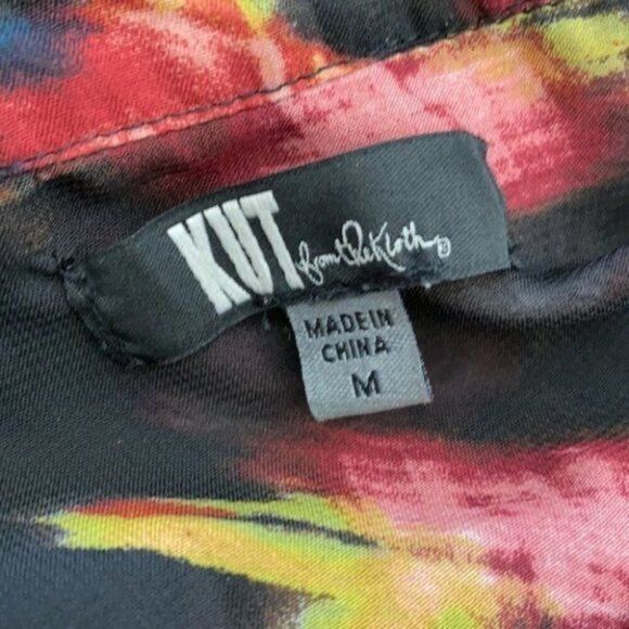 Kut from the Kloth Women Black Floral Long Sleeve Chiffon Blouse Size M - Picture 9 of 9